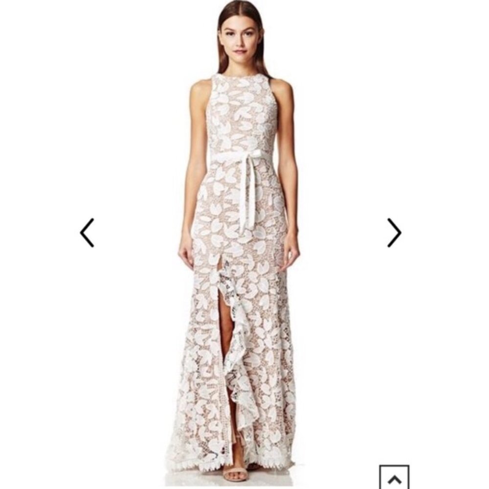 Jarlo Petal All Over Cutwork Lace Maxi Dress With Bow Detail Waist